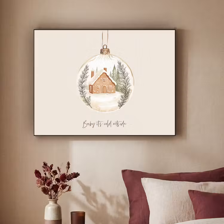 Quote - Winter - Kerst - Beige - Kerstbal Textielframe zwart klein -sfeer1