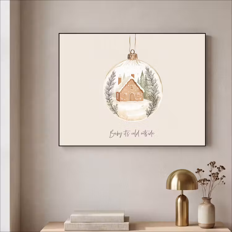 Quote - Winter - Kerst - Beige - Kerstbal Textielframe - compleet frame klein -sfeer2