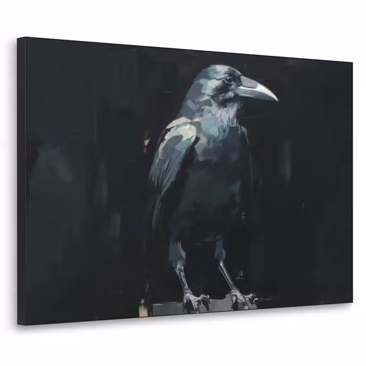 Raaf - Vogels - Zwart Textielframe zwart klein -3d