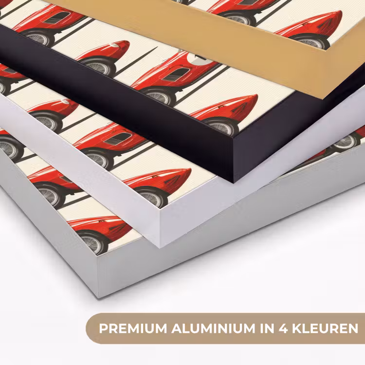 Raceauto - Retro - Rood Textielframe zwart klein 947 -USP_kleurenNL