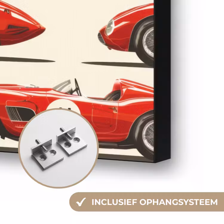 Raceauto - Retro - Rood Textielframe zwart klein 947 -USP_ophangsysteemNL