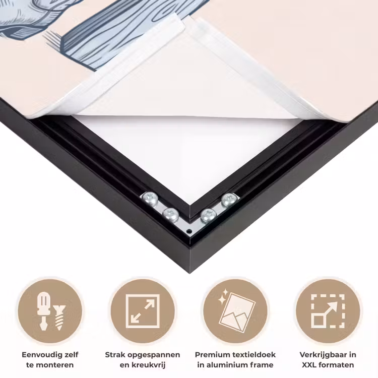 Recreatie - Kleding - Avontuur - Illustratie - Zomer Textielframe zwart klein -USP_feed_closeupNL