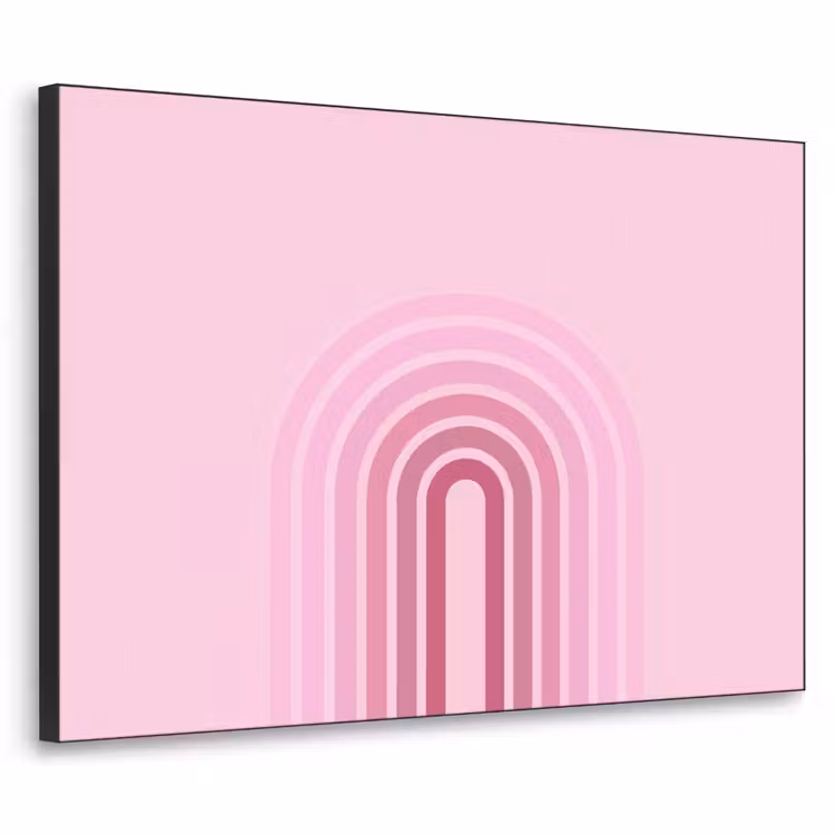 Regenboog - Roze - Abstract - Modern - Minimalistisch Textielframe zwart klein -3d