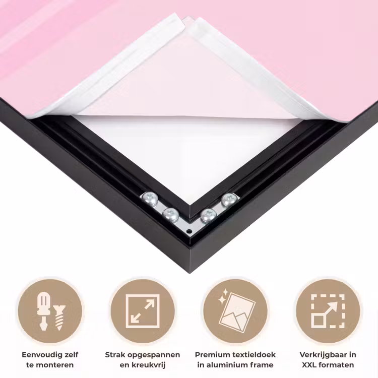Regenboog - Roze - Abstract - Modern - Minimalistisch Textielframe zwart klein -USP_feed_closeupNL