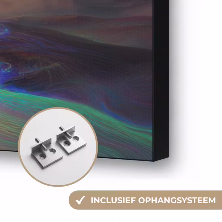 Regenboog - Verticaal - Sterrenhemel - Wolken Textielframe zwart klein -USP_ophangsysteemNL