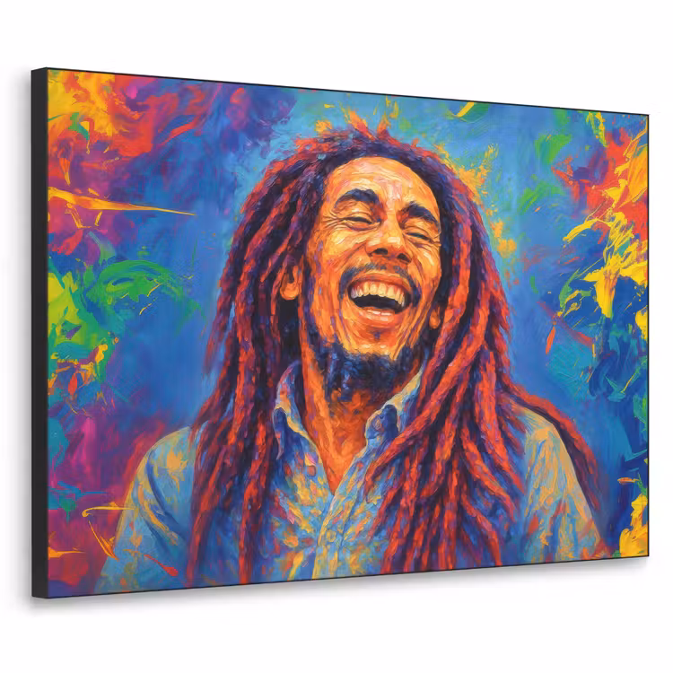 Regenboogkleuren - Man - schilderij Textielframe - compleet frame klein -3d
