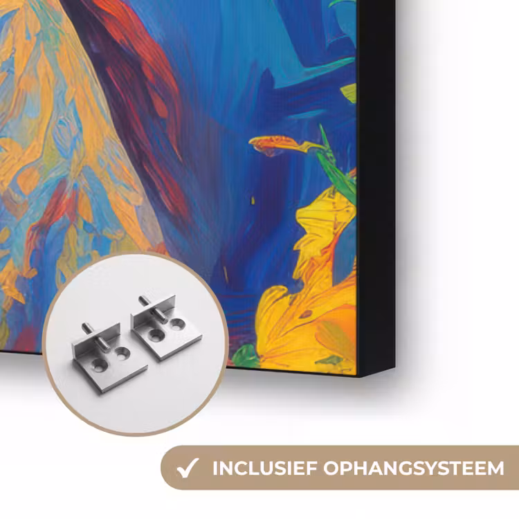 Regenboogkleuren - Man - schilderij Textielframe zwart klein -USP_ophangsysteemNL