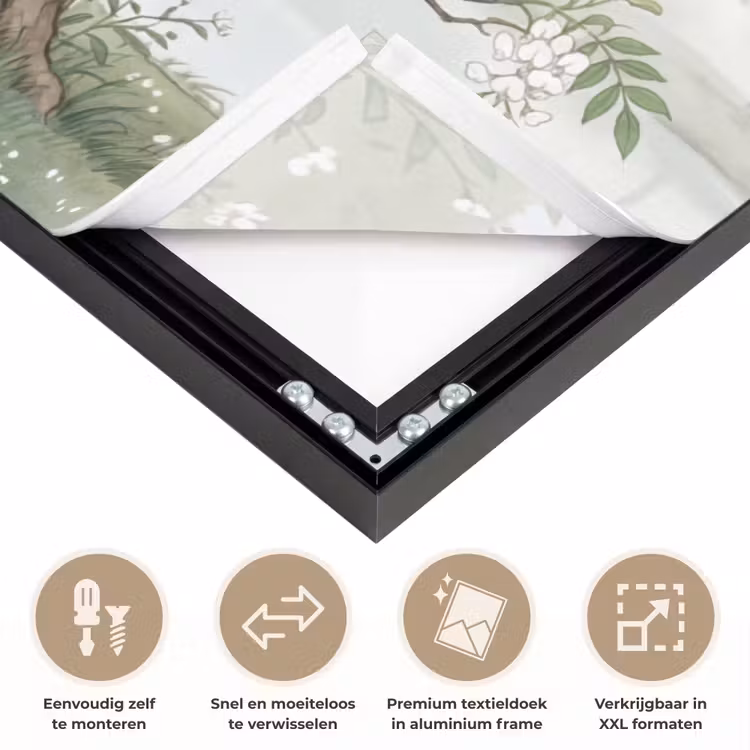 Reiger - Landschap - Groen Textielframe zwart klein -USP_closeupNL