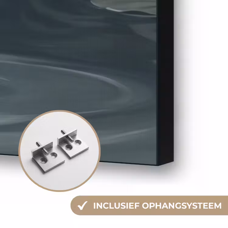 Reiger - Water - Natuur - Modern - Wit Textielframe zwart klein -USP_ophangsysteemNL