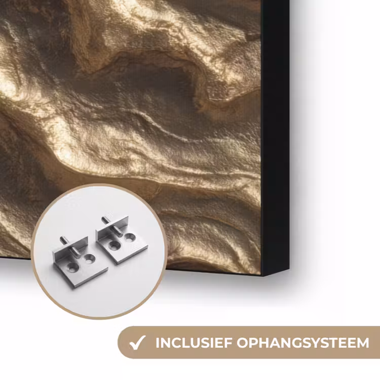 Reliëf - Golven - Abstract - Bronsgoud Textielframe zwart klein 947 -USP_ophangsysteemNL