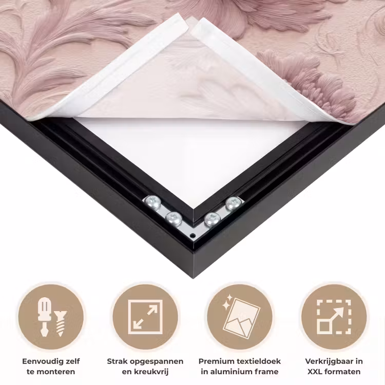 Reliëf - Pioenrozen - Roze Textielframe zwart klein 947 -USP_feed_closeupNL