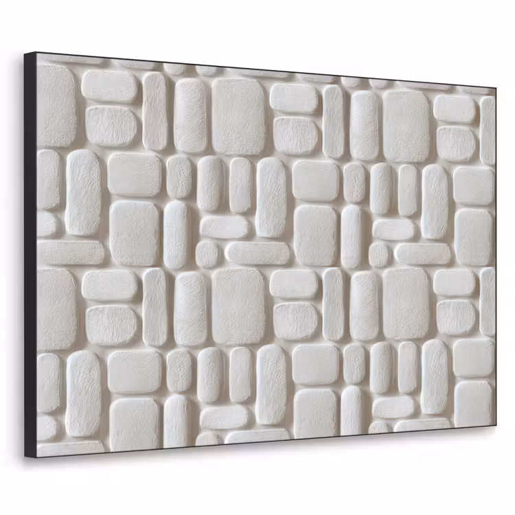 Reliëf - Structuur - Wit Textielframe zwart klein 947 -3d