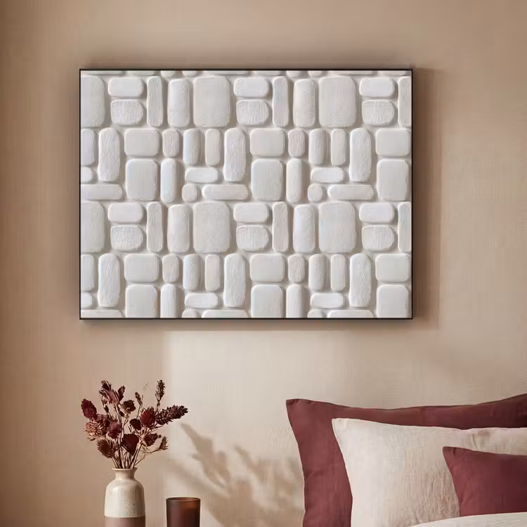 Reliëf - Structuur - Wit Textielframe zwart klein 947 -sfeer1