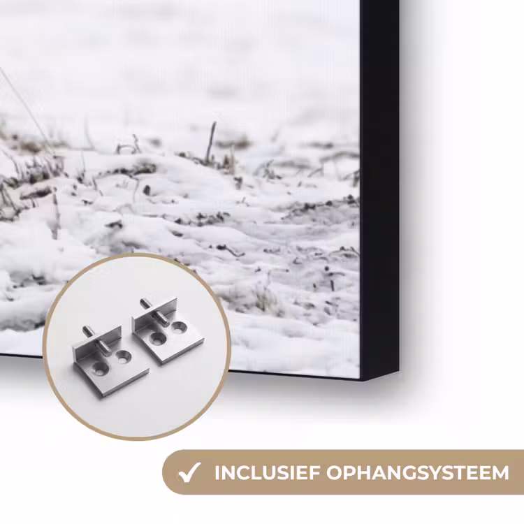Rendier - Gewei - Sneeuw - Winter Textielframe zwart klein -USP_ophangsysteemNL
