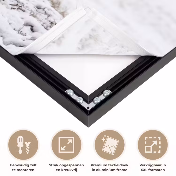 Rendier - Gewei - Sneeuw - Winter Textielframe zwart klein -USP_feed_closeupNL