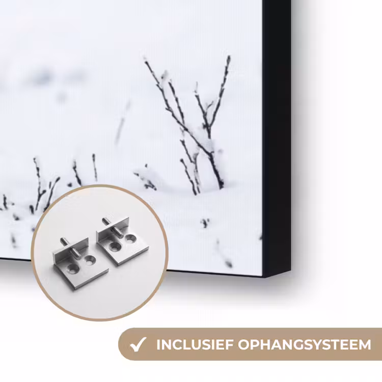 Rendier - Gewei - Toendra - Sneeuw - Wild Textielframe zwart klein -USP_ophangsysteemNL