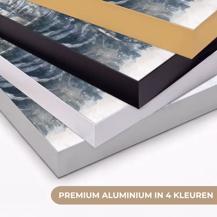 Rendier - Sneeuw - Woud - Wit Textielframe zwart klein -USP_kleurenNL