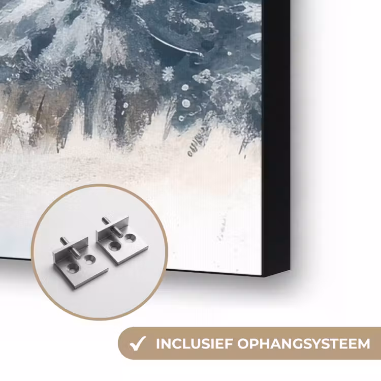 Rendier - Sneeuw - Woud - Wit Textielframe zwart klein -USP_ophangsysteemNL