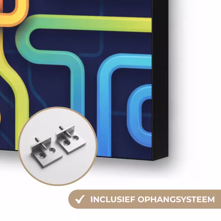 Retro - Abstract - Neon Textielframe zwart klein -USP_ophangsysteemNL