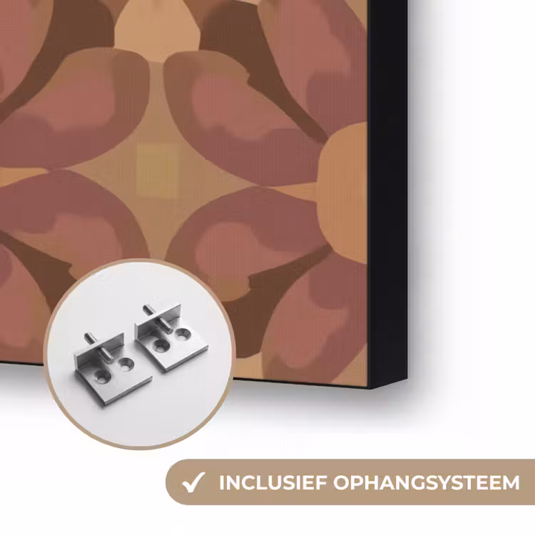 Retro - Bloemen - Bruin Textielframe zwart klein 947 -USP_ophangsysteemNL