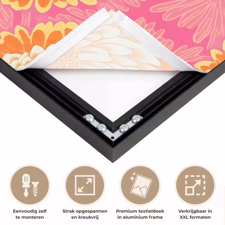 Retro - Bloemen - Kleurrijk Textielframe zwart klein 947 -USP_feed_closeupNL