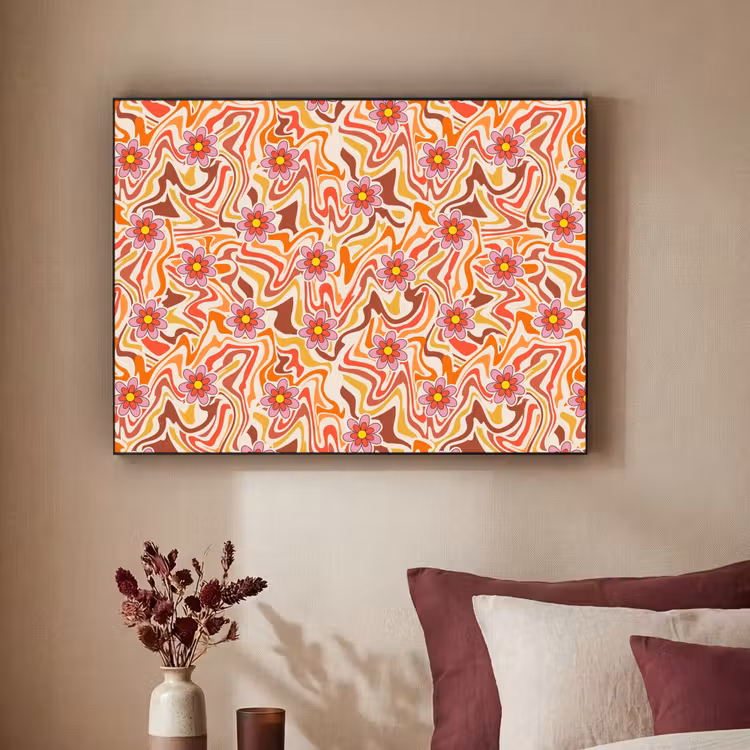 Retro - Bloemen - Patroon Textielframe zwart klein 947 -sfeer1