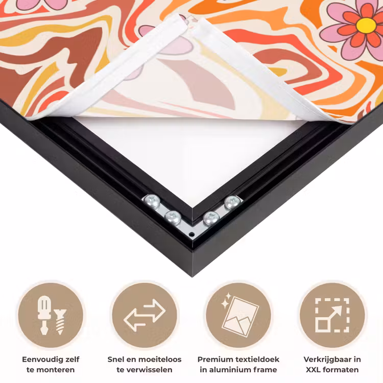 Retro - Bloemen - Patroon Textielframe zwart klein 947 -USP_closeupNL