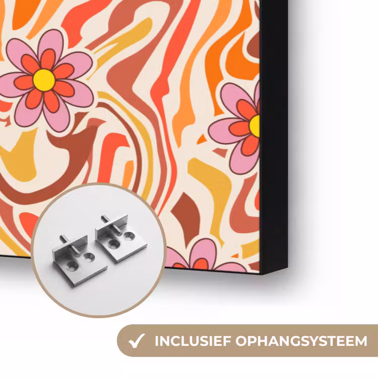 Retro - Bloemen - Patroon Textielframe zwart klein 947 -USP_ophangsysteemNL