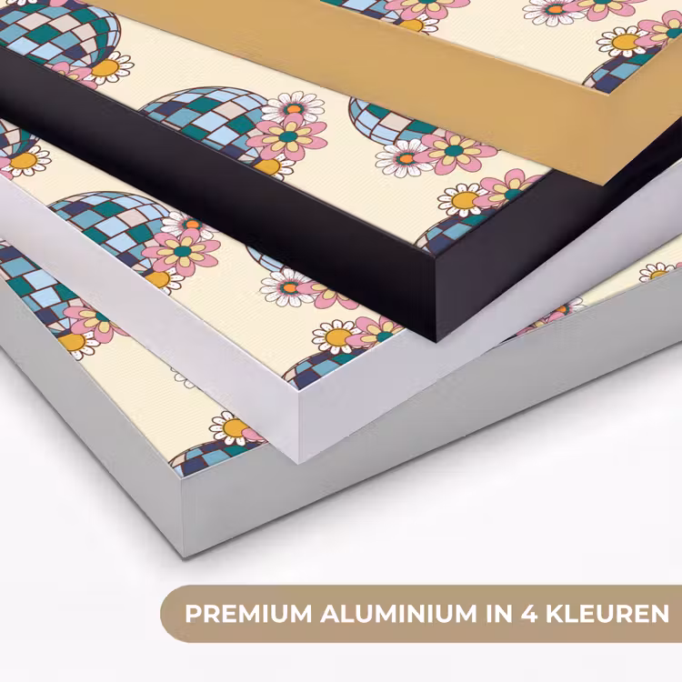 Retro - Disco - Bloemen - Discobal Textielframe zwart klein 947 -USP_kleurenNL
