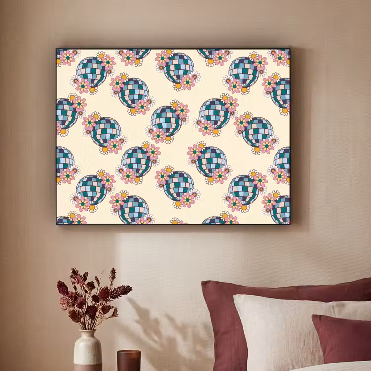 Retro - Disco - Bloemen - Discobal Textielframe - compleet frame klein 947 -sfeer1