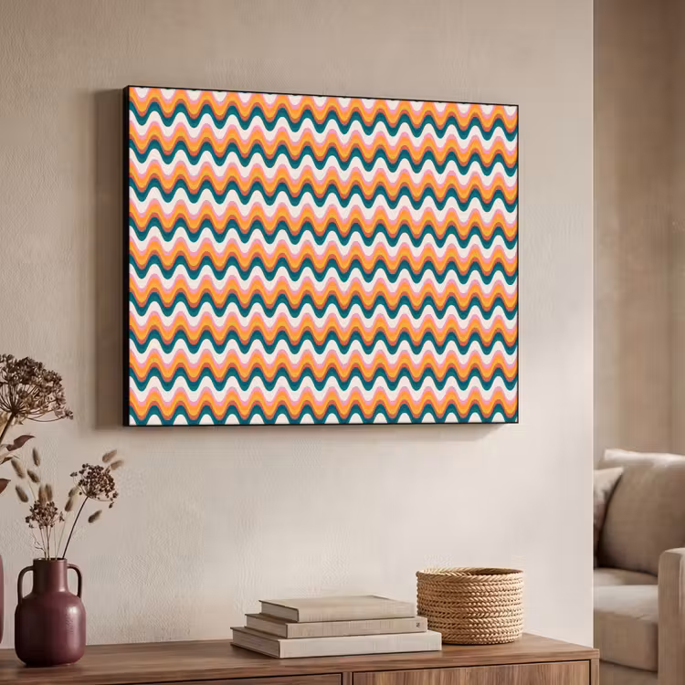 Retro - Disco - Golven - Kleur Textielframe zwart klein 947 -sfeer3