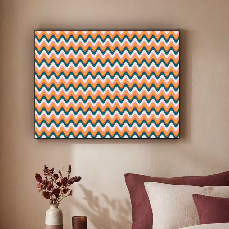 Retro - Disco - Golven - Kleur Textielframe zwart klein 947 -sfeer1