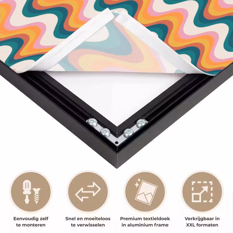 Retro - Disco - Golven - Kleur Textielframe zwart klein 947 -USP_closeupNL