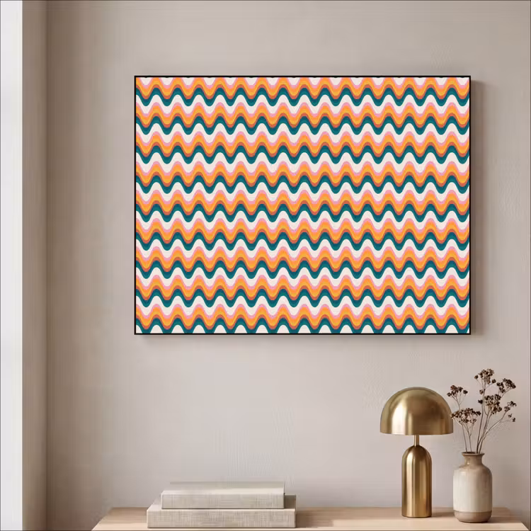 Retro - Disco - Golven - Kleur Textielframe - compleet frame klein 947 -sfeer2