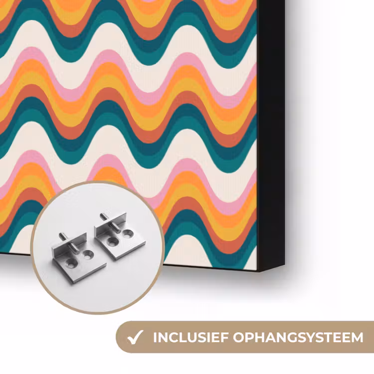 Retro - Disco - Golven - Kleur Textielframe zwart klein 947 -USP_ophangsysteemNL