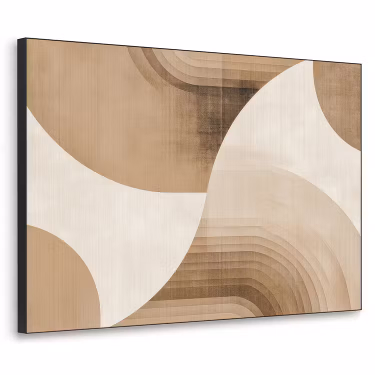 Retro - Geometrische lagen - Aardetinten Textielframe zwart klein -3d