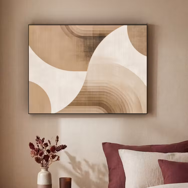 Retro - Geometrische lagen - Aardetinten Textielframe - compleet frame klein -sfeer1