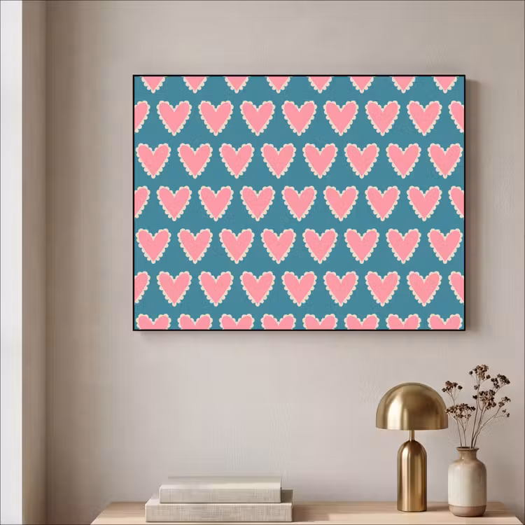 Retro - Hartjes - Patroon Textielframe zwart klein 947 -sfeer2