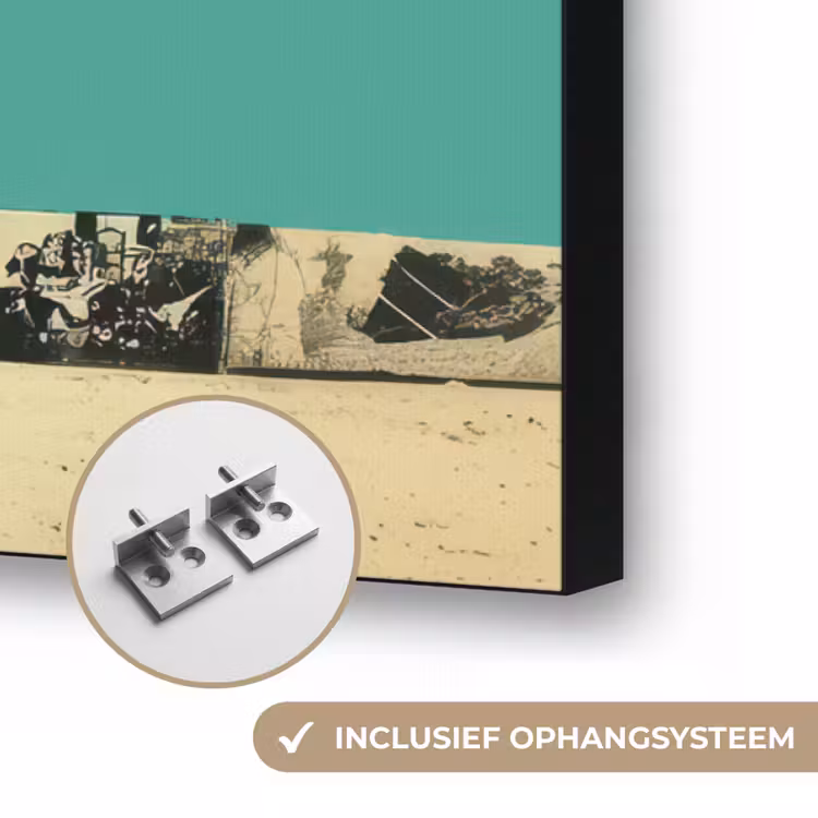 Retro - Jongen - Hond - Rood - Groen Textielframe zwart klein -USP_ophangsysteemNL