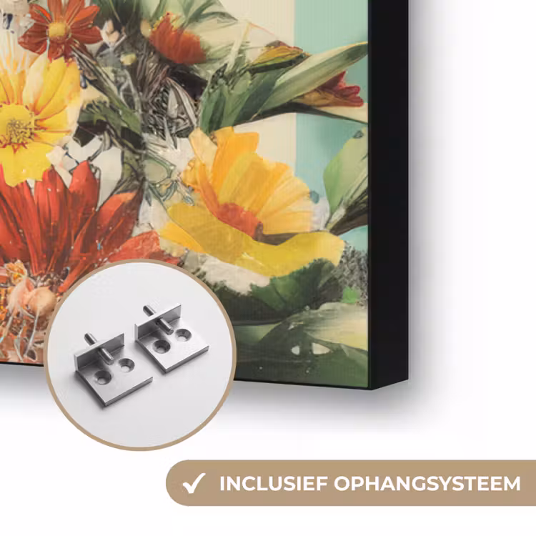 Retro - Meisje - Kat - Zon Textielframe zwart klein -USP_ophangsysteemNL