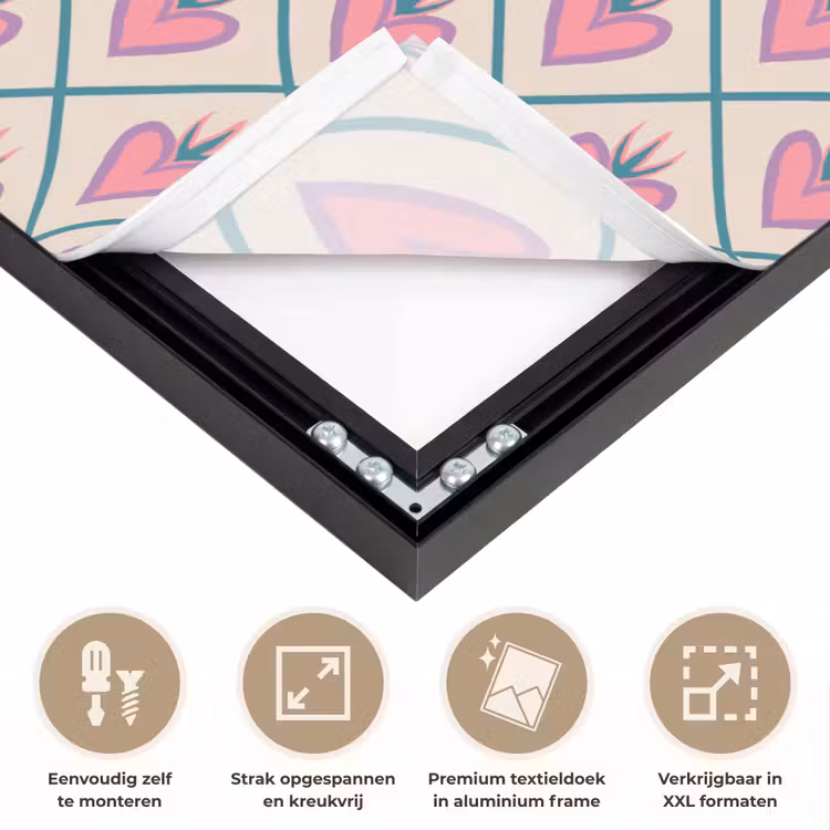 Retro - Ruit - Hartjes - Patroon Textielframe zwart klein 947 -USP_feed_closeupNL