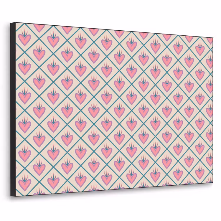 Retro - Ruit - Hartjes - Patroon Textielframe zwart klein 947 -3d