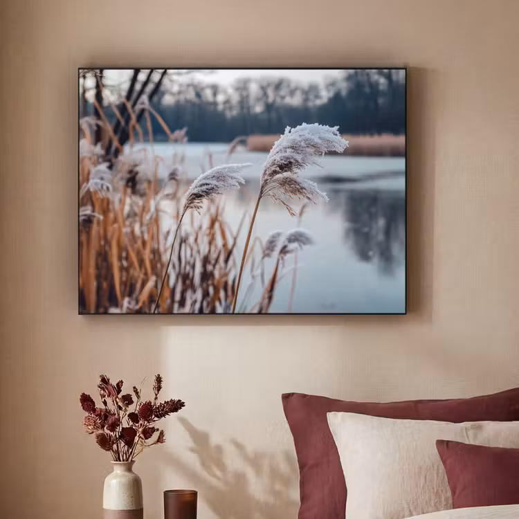 Riet - Gras - Natuur - Winter - Meer Textielframe - compleet frame klein -sfeer1