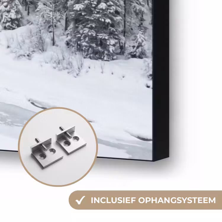 Rivier - Bevroren - Landschap - Winter Textielframe zwart klein -USP_ophangsysteemNL