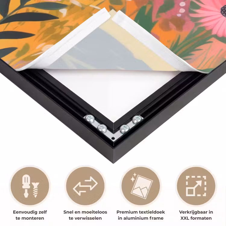 Rivier - Diepte - Bloemen Textielframe zwart klein -USP_closeupNL