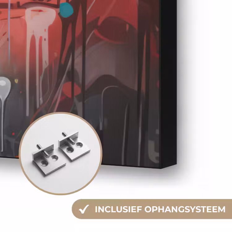 Robot - Graffiti - Oranje - Kleuren Textielframe zwart klein -USP_ophangsysteemNL