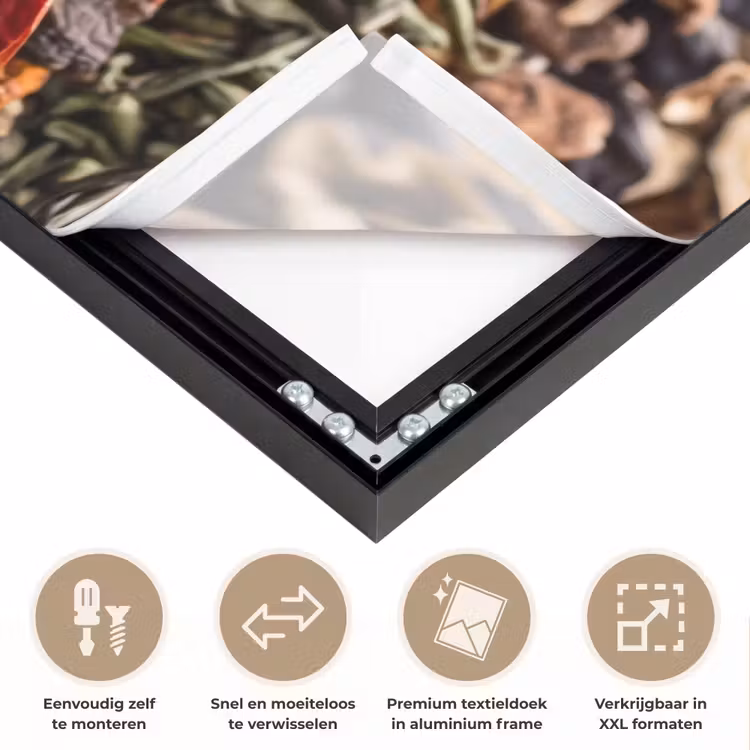Art frame - Rode pepers - Eten - Rode pepers - Eten Textielframe zwart klein