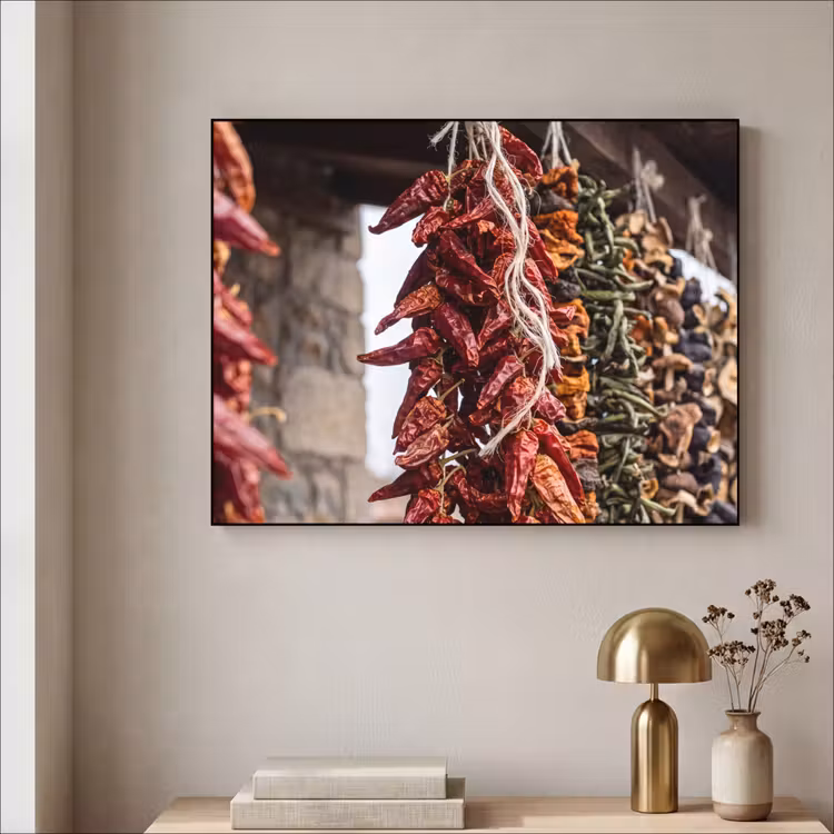 Art frame - Rode pepers - Eten - Rode pepers - Eten Textielframe zwart klein