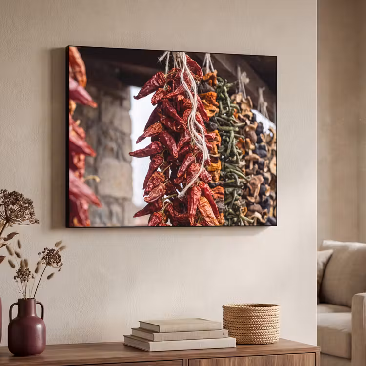 Art frame - Rode pepers - Eten - Rode pepers - Eten Textielframe zwart klein