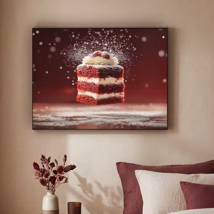 Rode - Velvet - Taart - Eten Textielframe - compleet frame klein -sfeer1